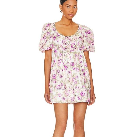 NWT For Love & Lemons Milani Floral Babydoll Mini Dress womens size 1x‎ - Picture 2 of 15